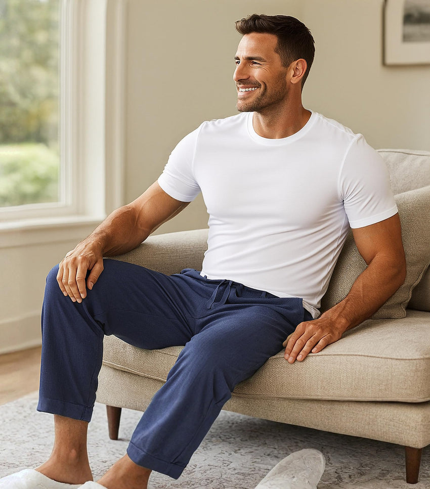 DAVID ARCHY Mens Pajama Pants Bamboo Rayon Lightweight Knit Sleep Bottoms, Soft Lounge Pants with Pockets PJs, 2 Pack