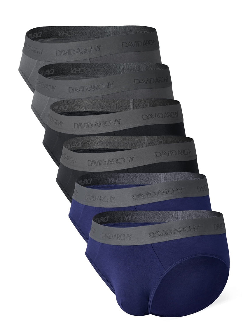 DAVID ARCHY Men's Underwear Briefs Rayon Made from Bamboo Wicking-Moisture Support Pouch Soft Underwear for Men 4 or 7 Pack