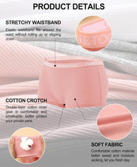 FINETOO Boyshort Underwear for Women Cotton Boxer Briefs Full Coverage Ladies BoyShorts Panties 5 Pack