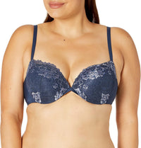 Maidenform Underwire Demi Bra, Best Push-Up Bra with Wonderbra Technology, Smoothing Lace-Trim Bra with Push-Up Cups