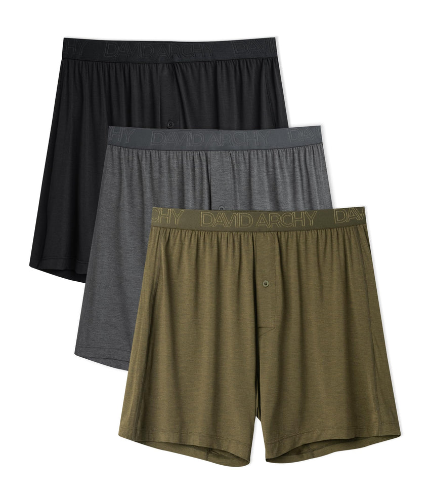 DAVID ARCHY Mens Boxers Soft Rayon Made from Bamboo Boxers for Men Pack Loose Underwear Cooling Mens Boxer Shorts