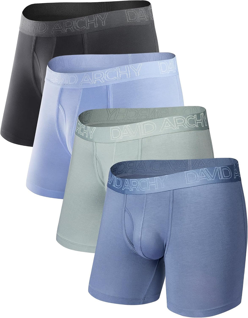DAVID ARCHY Mens Underwear Boxer Briefs Breathable Soft Moisture-Wicking with Fly Underwear for Men Multipack