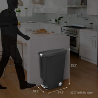 simplehuman 40 Liter / 10.6 Gallon Slim Kitchen Step Trash Can With Secure Slide Lock, Grey Plastic