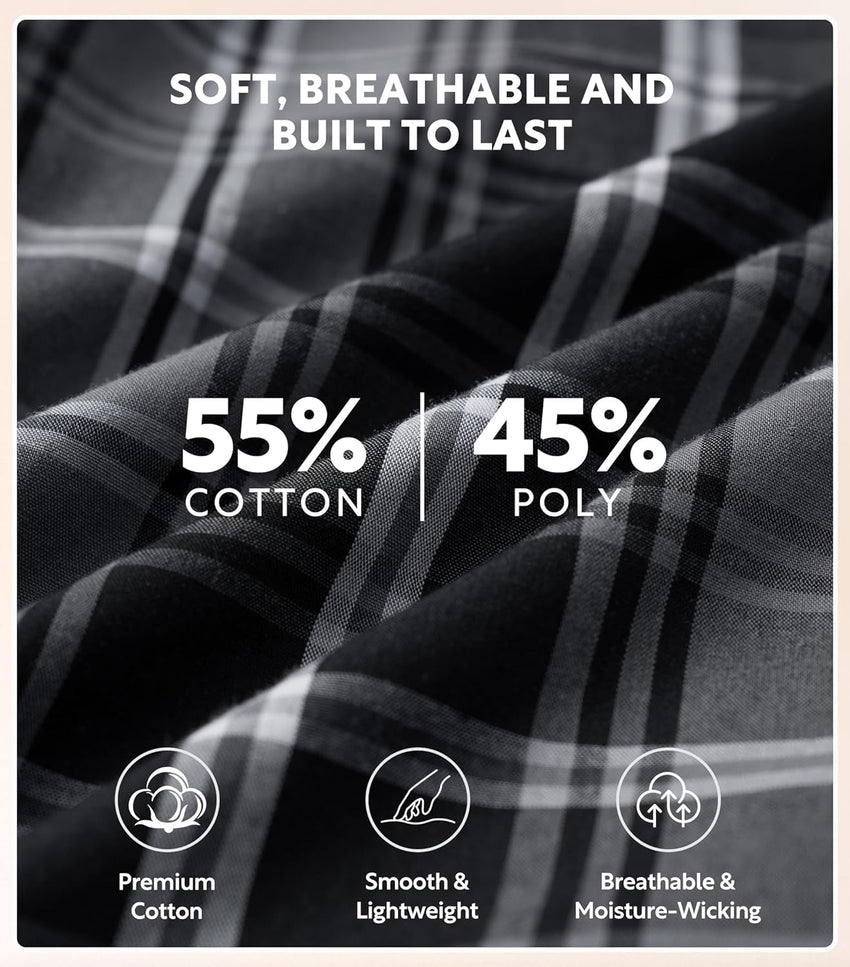 DAVID ARCHY Mens Pajama Pants Soft Cotton Plaid Sleepwear, Comfy Lounge Woven Pajamas Bottoms PJ Pant for Men, 3 pack