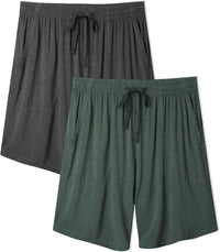 DAVID ARCHY Mens Pajama Shorts Bamboo Rayon Sleep Shorts Soft Comfy Breathable Lounge Pants with Pockets 2 Pack