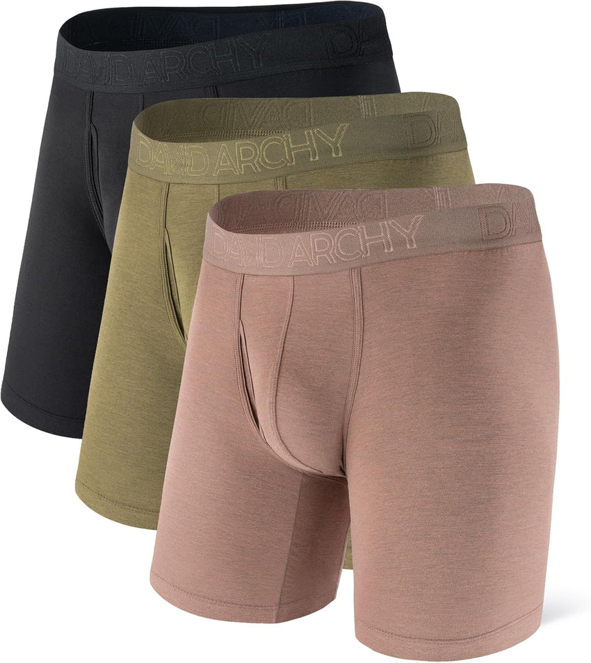 DAVID ARCHY Mens Underwear Boxer Briefs Breathable Soft Moisture-Wicking with Fly Underwear for Men Multipack