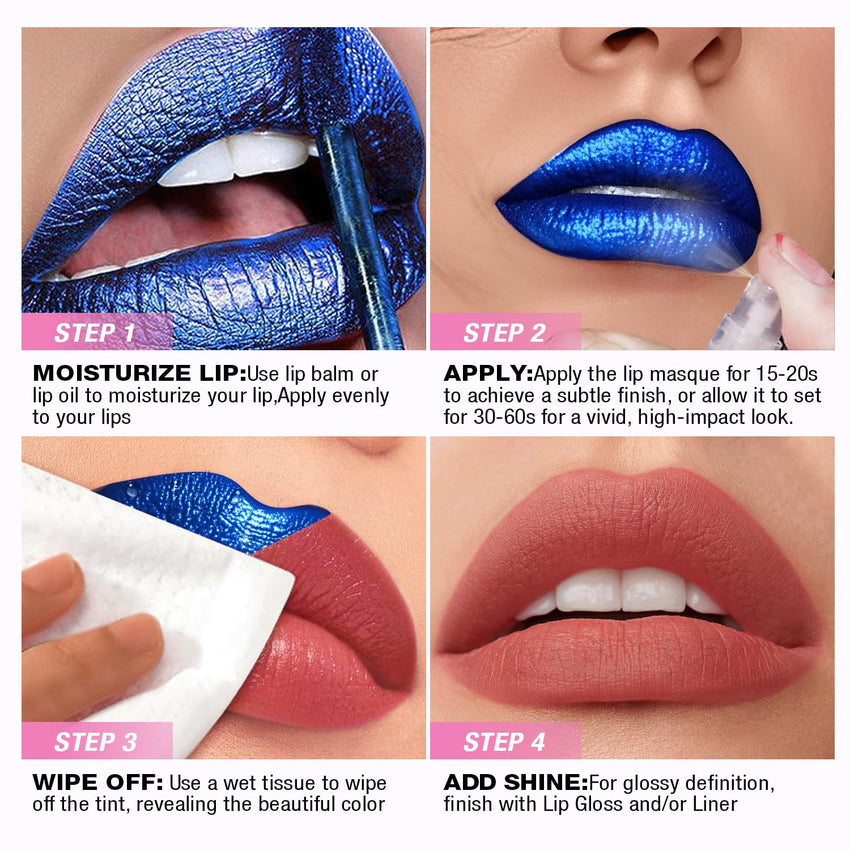 Jolilab Quick Lip Stain Peel Off,Wipe Off,Waterproof,Transfer proof,Highly Pigmented,Ultra Long Lasting Peel Off Lip Makeup With Matte finish for All-day Wear.(Set B)