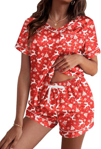 Ekouaer Silk Pajama for Women Short Sleeve Satin Pj Set Two Piece Soft Sleepwear Loungewear S-XXL