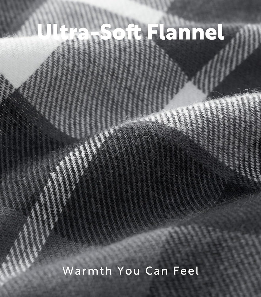 DAVID ARCHY Men's Pajamas Set Flannel Pjs Sets Ultra-Soft Cotton Pajamas for Men Classic Plaid Lounge Set with Roomy Pockets