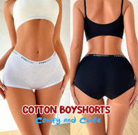 FINETOO Boyshort Underwear for Women Cotton Boxer Briefs Full Coverage Ladies BoyShorts Panties 5 Pack