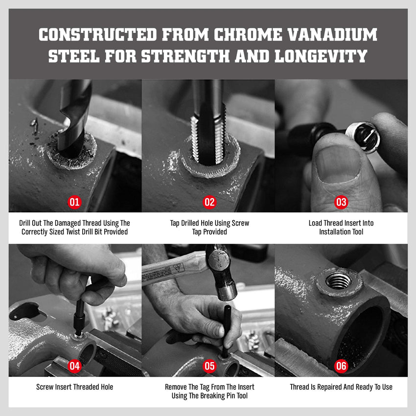 Thread Repair Thread Chaser Tool Set - 49PCS Thread Cleaner Rethreading Master Kit Metric SAE Bolt Restorer File Nut Rethreader Automotive Wheel Stud Spark Plug Engine Standard Screw Threading UNC UNF