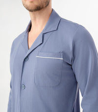 DAVID ARCHY Mens Pajamas Set Soft Cotton Notched Collar Pajamas for Men Long Sleeve Mens Sleepwear with Pockets & Front Fly