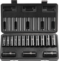 VEVOR Impact Socket Set 3/8" Drive, 48-Piece Standard SAE (5/16 to 3/4 inch) & Metric (8 to 22 mm) Size, Deep & Shallow, 6 Point, CR-V, Extension Bar, Universal Joint, 1/2" F to 3/8" M Reducer