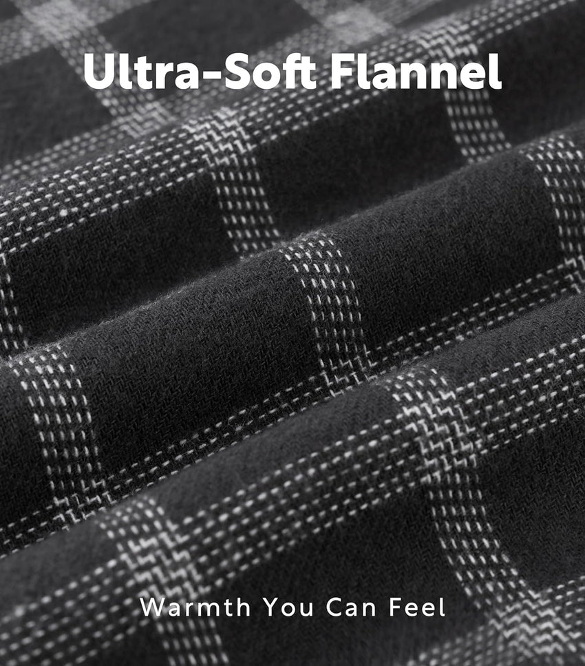 DAVID ARCHY Men's Pajamas Set Flannel Pjs Sets Ultra-Soft Cotton Pajamas for Men Classic Plaid Lounge Set with Roomy Pockets