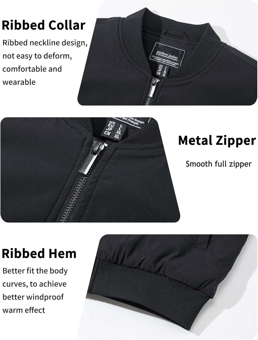 7DAY'S Men's Bomber Jackets Thermal Quilted Jacket Water Resistant Warm Winter Coats