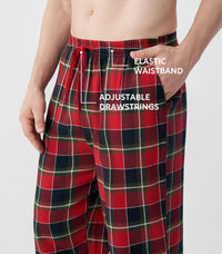 DAVID ARCHY Men's Flannel Pajama Pants, Soft & Cozy Cotton Pajama Pants, Lightweight Plaid Pants for Men with Pockets 2-Pack