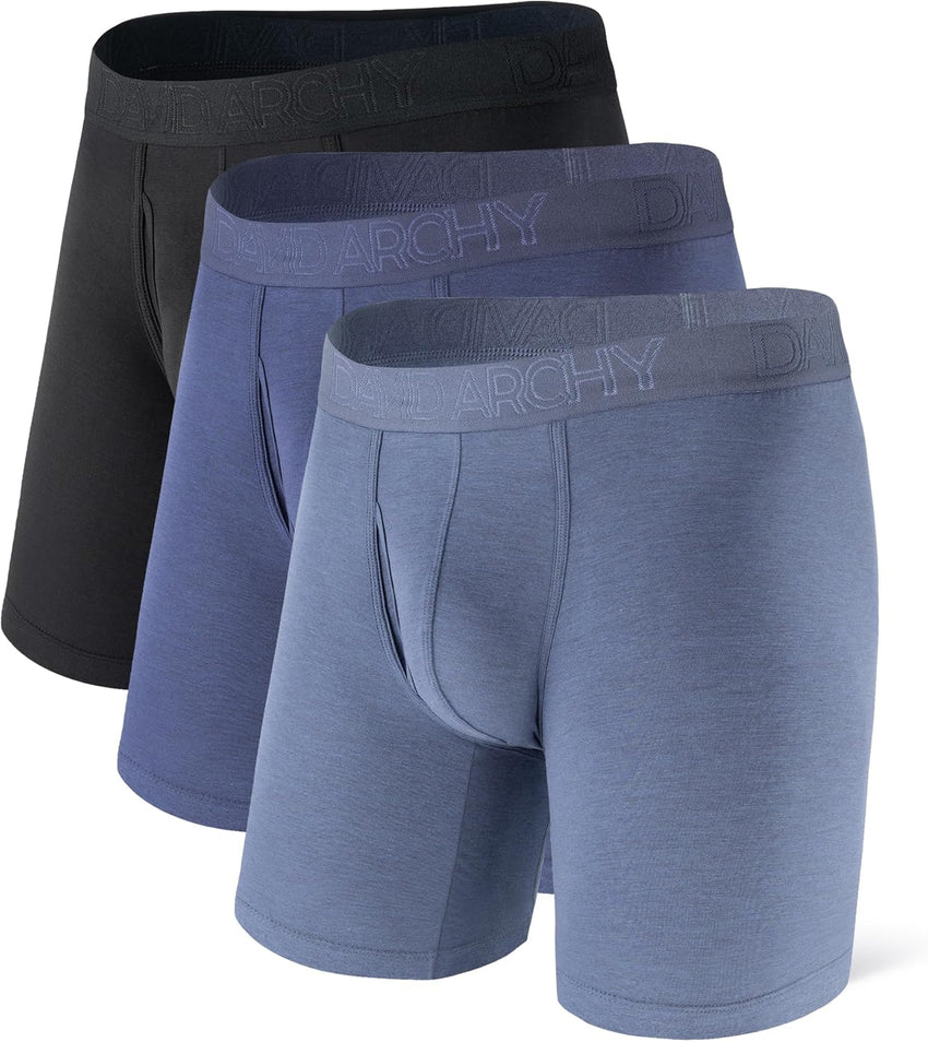 DAVID ARCHY Mens Underwear Boxer Briefs Breathable Soft Moisture-Wicking with Fly Underwear for Men Multipack