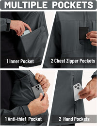 7DAY'S Men's Softshell Jacket with Hood Waterproof Tactical Fleece Coat Winter Windbreaker Lightweight Rain Jackets