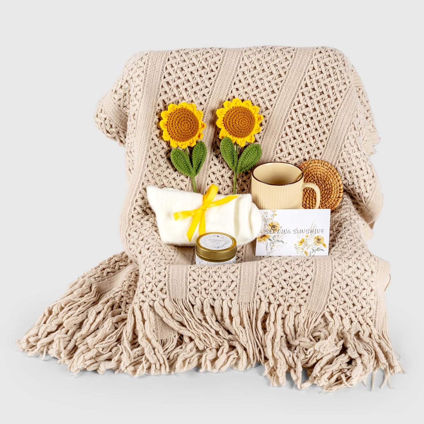 Birthday Gifts for Women, Self Care Gifts Baskets for Women, Get Well Soon Gift Baskets Care Package for Her, Mom, Sister, Best Friend, Wife, Girlfriend, Coworker, Sending Sunshine Sunflower