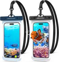 UNBREAKcable Waterproof Phone Pouch-2 Pack IPX8 Waterproof Phone Case for iPhone 16 15 14 13 12 11 Pro Max & Samsung S25 S24 S23-Dry Bag & Travel Essentials for Beach, Pool, Kayak & Cruise-7" Black