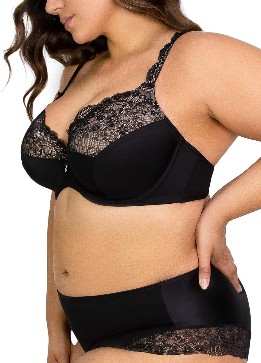 Curvy Couture Womens Tulip Strappy Lace Push-up Bra