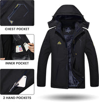 7DAY'S Men's Winter Skiing Jackets Water Resistant Fleece Coats Insulated Thermal Snowboard Jacket Parka Raincoat with Hood