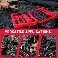 29-Piece 1/2" Drive Impact Socket Set, SAE (3/8 to 1 inch) and Metric (10-24mm) Sizes with Extension Bars Standard Deep Socket Set CR-V Material High Durability Impact Wrench