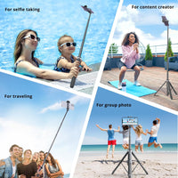 ATUMTEK 51" Selfie Stick Tripod, All in One Extendable Phone Tripod Stand with Bluetooth Remote 360° Rotation for iPhone and Android Phone Selfies, Video Recording, Vlogging, Live Streaming, Black