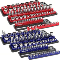 Magnetic Socket Holder Organizer Set: 6-Piece Detachable 1/2 3/8 1/4 Drive Sockets Storage Tray Magnetic Socket Organizer Tool Box Drawer Tool Box Organizers Storage Metric SAE (Sockets Not Included)