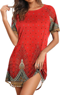 Ekouaer Sleep Shirts for Women Short Sleeve Night Shirts for Sleeping Pullover Nightgown Soft Nightdress S-XXXL