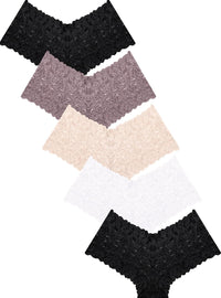 Sexy Women's Underwear Lace Shorts V Waist Breathable Cheeky Panties Boyshorts Underwear Women 5 Pack