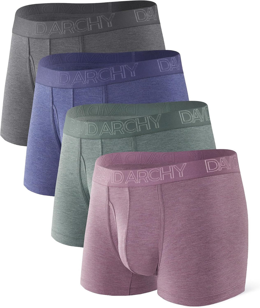 DAVID ARCHY Mens Underwear Boxer Briefs Breathable Soft Moisture-Wicking with Fly Underwear for Men Multipack