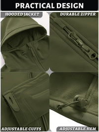 7DAY'S Men's Special Ops Military Tactical Soft Shell Winter Warm Fleece Lined Jacket Rain Hood Coat Hiking Snowboard