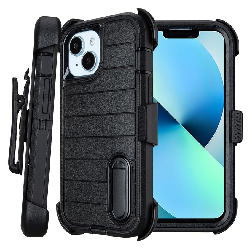 for Phone case iPhone 13 Case with Belt Clip, Heavy Duty Military Grade Drop iPhone13 Protective Case, Shockproof Defender Cover for iPhone 13 Cases 6.1 inch (Black+Blue)