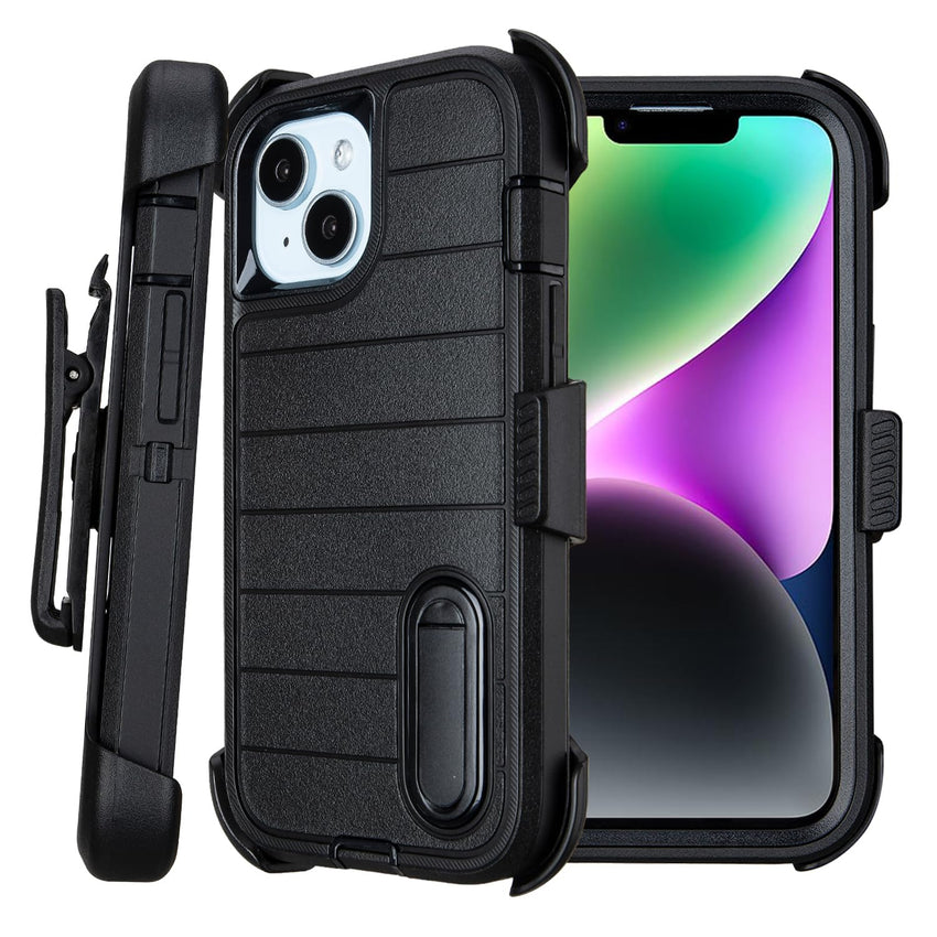 for Black Case iPhone 14 Case with Belt Clip, for Shockproof Case iPhone 14 Heavy Duty,3 Layers of Sturdy,Anti-Drop,Military-Grade Defender Cover for iPhone 14 Case Black