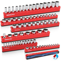 Magnetic Socket Holder Organizer Set: 6-Piece Detachable 1/2 3/8 1/4 Drive Sockets Storage Tray Magnetic Socket Organizer Tool Box Drawer Tool Box Organizers Storage Metric SAE (Sockets Not Included)
