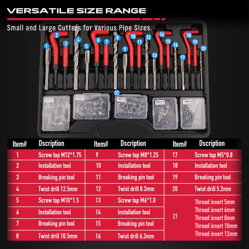 Thread Repair Thread Chaser Tool Set - 49PCS Thread Cleaner Rethreading Master Kit Metric SAE Bolt Restorer File Nut Rethreader Automotive Wheel Stud Spark Plug Engine Standard Screw Threading UNC UNF