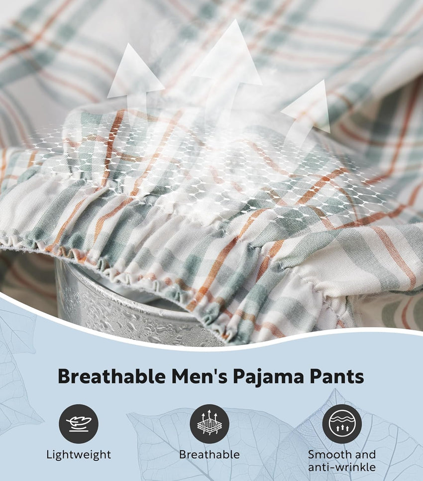 DAVID ARCHY Mens Pajama Pants Soft Cotton Plaid Sleepwear, Comfy Lounge Woven Pajamas Bottoms PJ Pant for Men, 3 pack