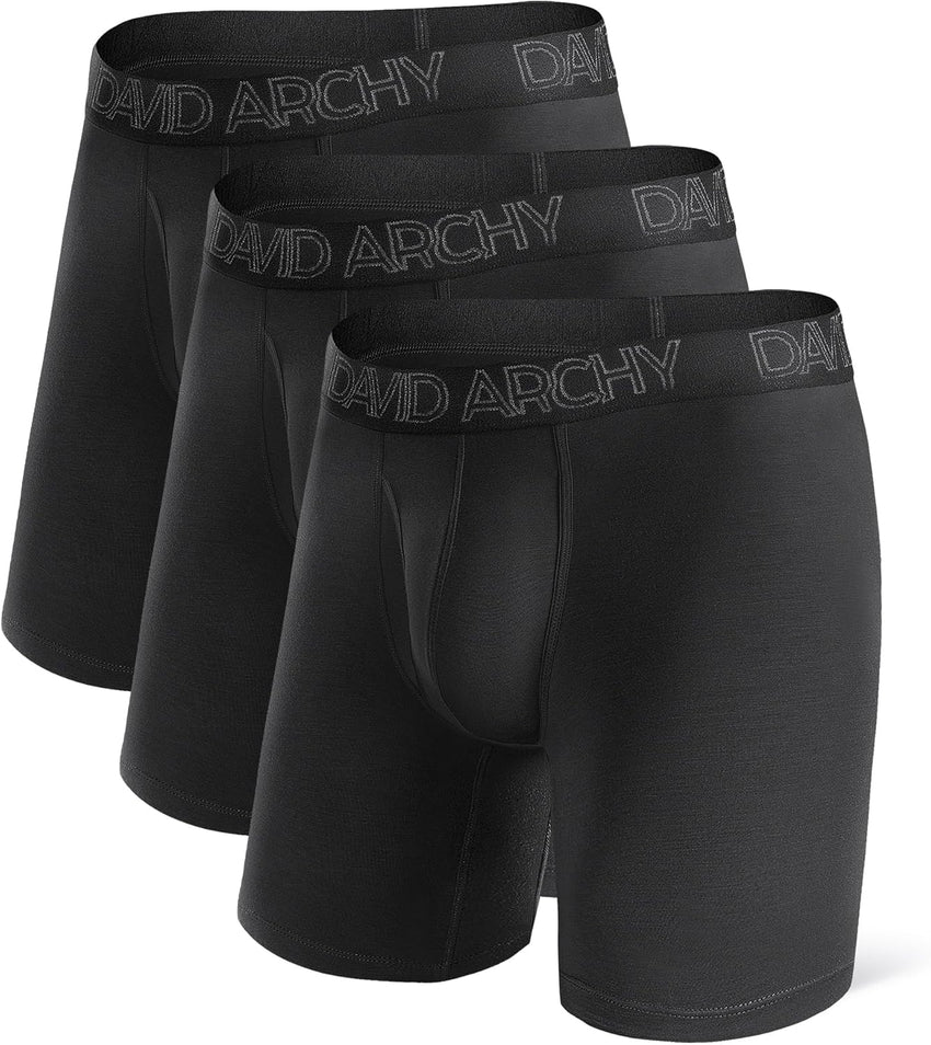 DAVID ARCHY Mens Underwear Boxer Briefs Breathable Soft Moisture-Wicking with Fly Underwear for Men Multipack