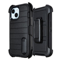 for Rugged iPhone 15 Case with Belt Clip Holster, Military Grade Heavy Duty Shockproof Cover for iPhone15 Case Protective with Stand 6.1 Inch (Black+Blue)