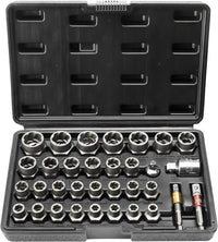 VEVOR Bolt Extractor Set, 32-Piece Bolt and Nut Remover Set, 6mm to 10mm, 13/32" to 3/4", CR-MO Steel Extraction Socket Set with Storage Case, for Removing Damaged Rusted Bolts, Nuts and Screws