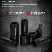 29-Piece 1/2" Drive Impact Socket Set, SAE (3/8 to 1 inch) and Metric (10-24mm) Sizes with Extension Bars Standard Deep Socket Set CR-V Material High Durability Impact Wrench