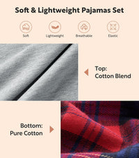 DAVID ARCHY Mens Pajamas Set - Soft Pj Sets for Men Long Sleeve Pajamas Men Cotton Mens Pjs Sets Loungewear with Pockets