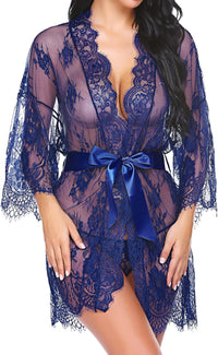 Avidlove Women's Lace Kimono Robe Babydoll Lingerie Mesh Nightgown S-5XL