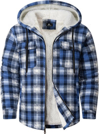 GEEK LIGHTING Men's Flannel Shirts Jacket Sherpa Lined Fleece Plaid Hoodie Long Sleeve Winter Warm Coat