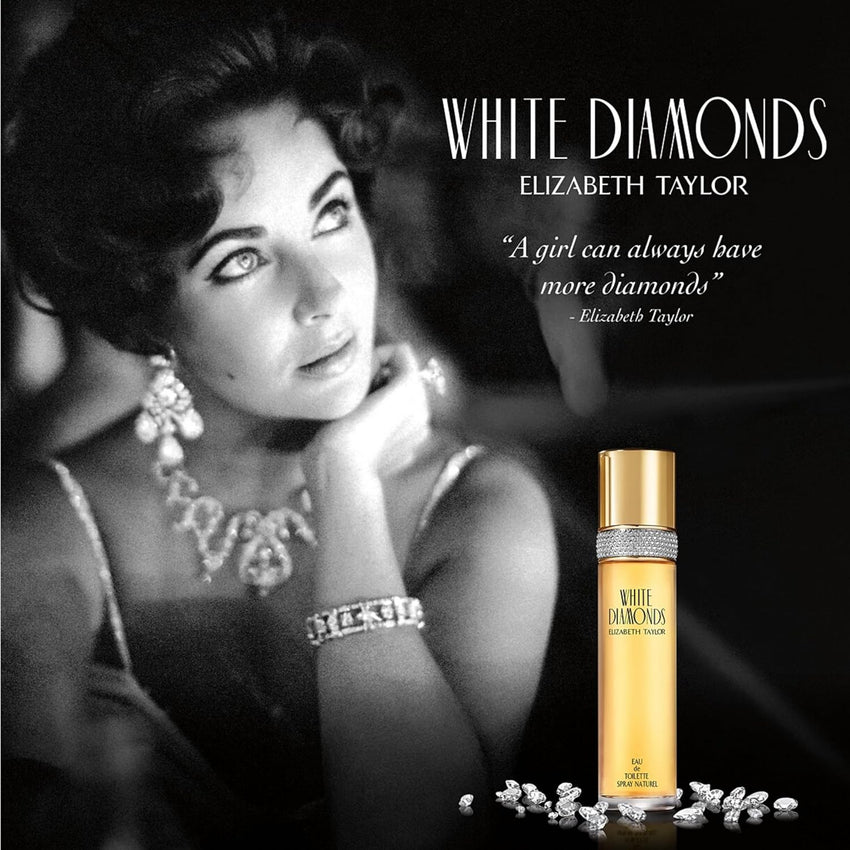 Elizabeth Taylor White Diamonds Women's Perfume, Long-Lasting Floral Fragrance for Her, Eau de Toilette EDT Spray, 3.3 fl oz