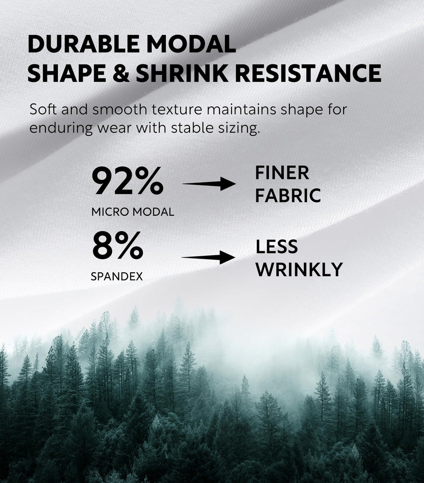 DAVID ARCHY Men's Undershirts Micro Modal Ultra Soft T-Shirts Stretch Moisture-Wicking Crewneck/V-Neck Tees for Men, 3-Pack