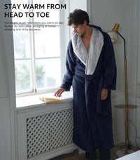 DAVID ARCHY Men's Soft Fleece Plush Robe Full Length Long Bathrobe