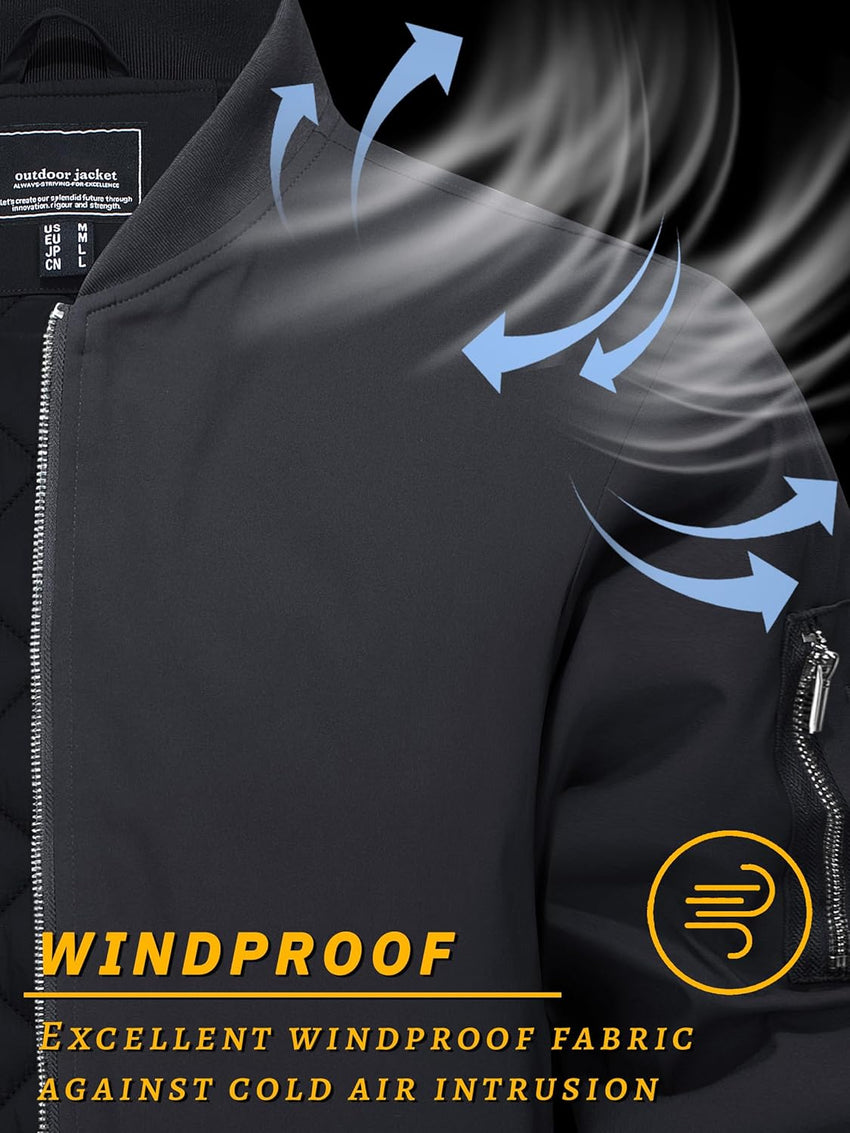 7DAY'S Men's Bomber Jackets Thermal Quilted Jacket Water Resistant Warm Winter Coats