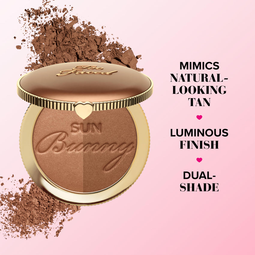Too Faced Sun Bunny Bronzer | Buildable Luminous Glow for Sun-Kissed Finish + Cruelty Free, 0.28 Ounce
